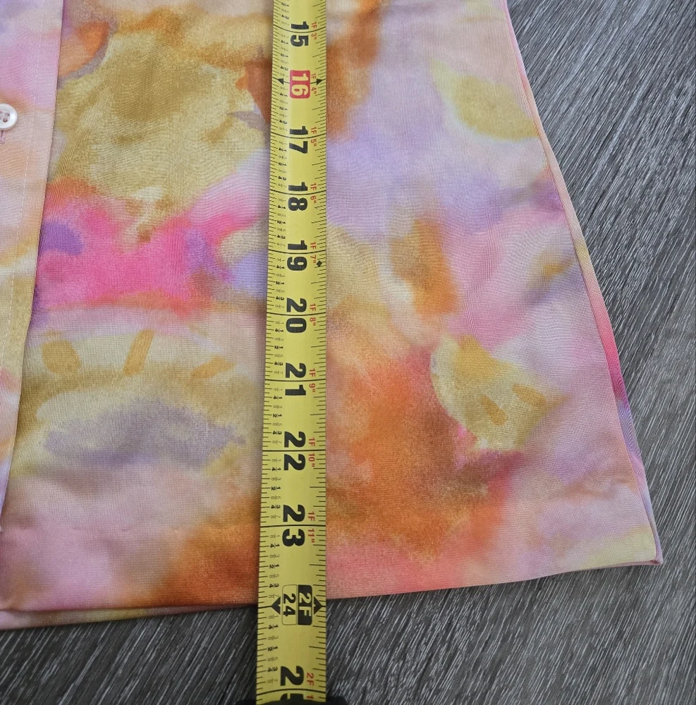 Vintage 70s Lady Manhattan Watercolor Abstract Groovy Pink Blouse - Picture 14 of 15